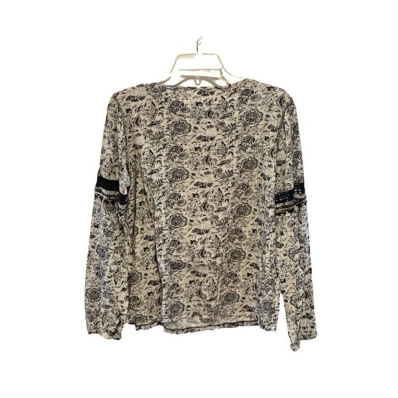 Sundance Knit Top Size Med Navy Crochet Detail L/S Boho Cozy soft Cotton Modal - Picture 3 of 6